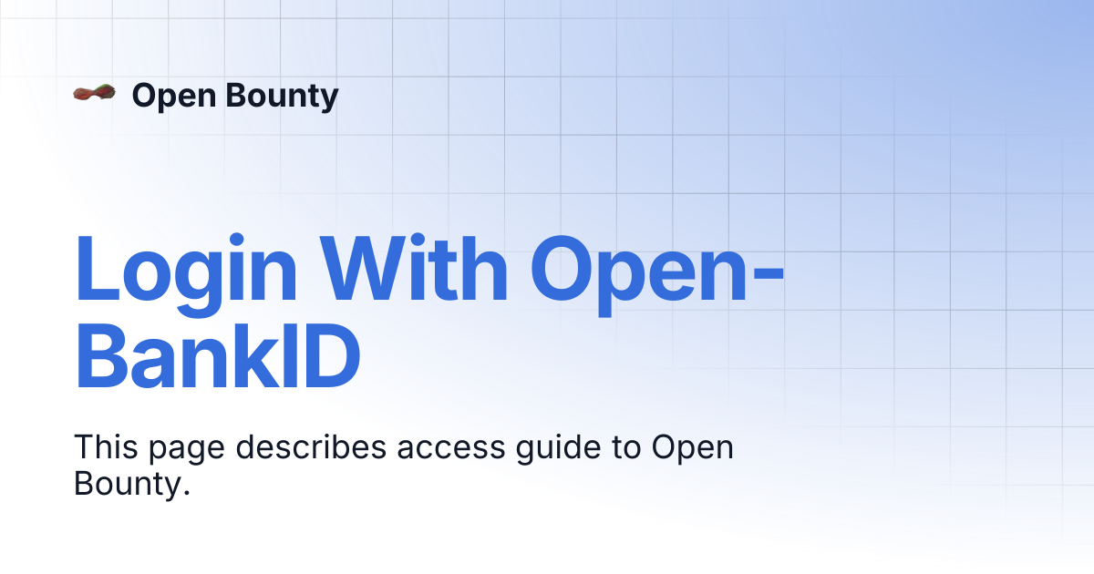Login With Open-BankID | Open Bounty